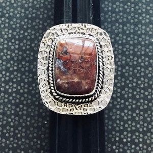 Red Jasper Gemstone Ring Square Cut
